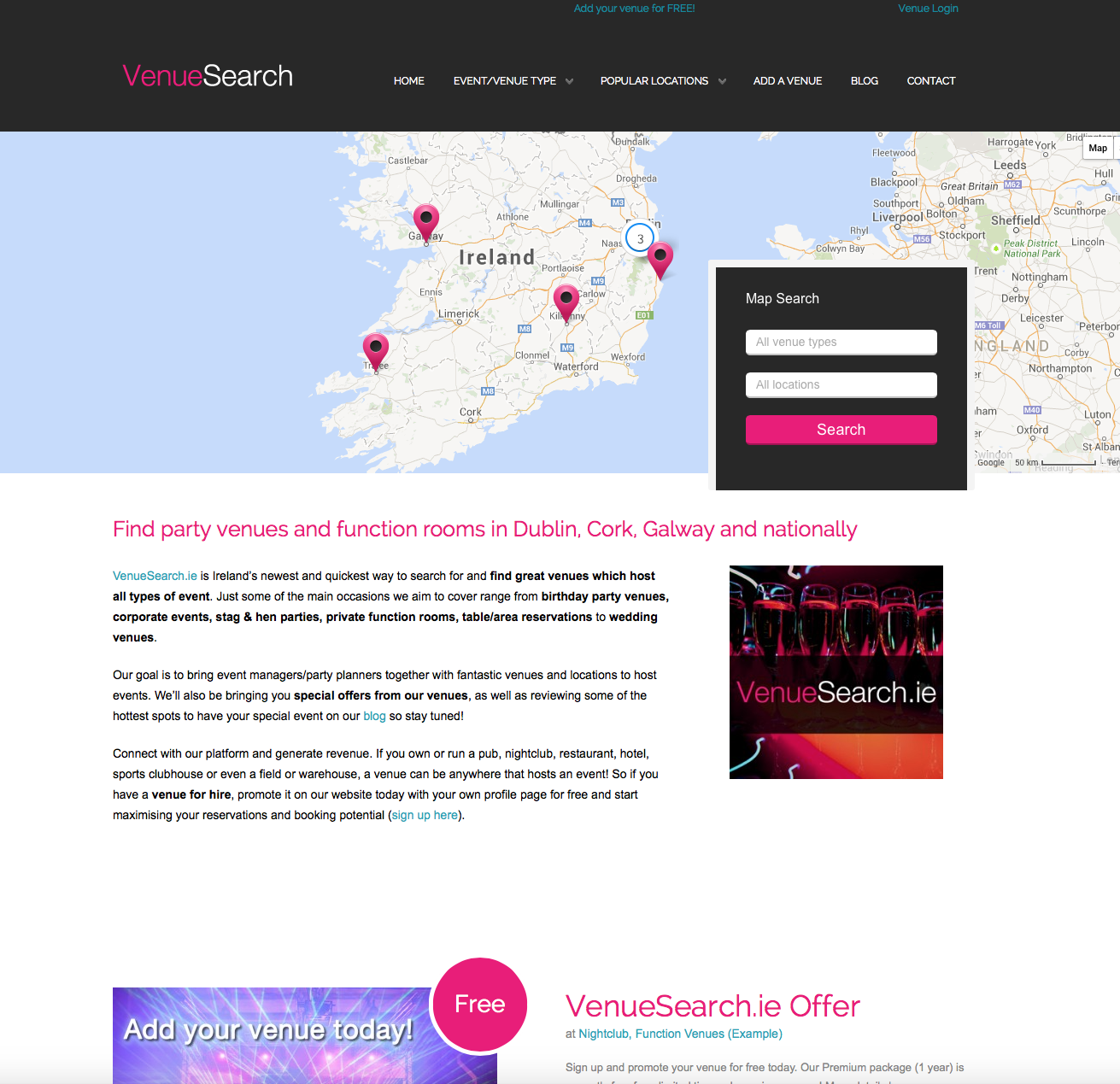 VenueSearch Website Homepage